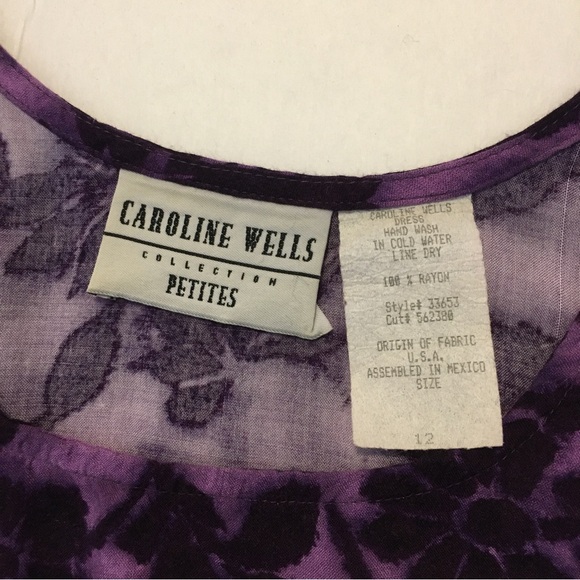 Caroline Wells Vintage Purple Floral Sleeveless Maxi Dress, Petite 12 - Picture 5 of 8